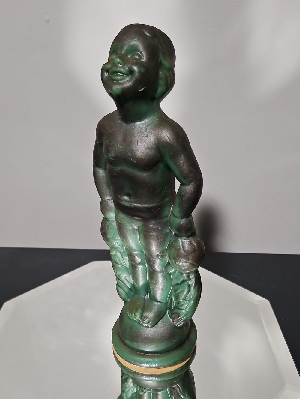 Vintage "Happiness Is" Sculptured Boy Turtle Green Pomander